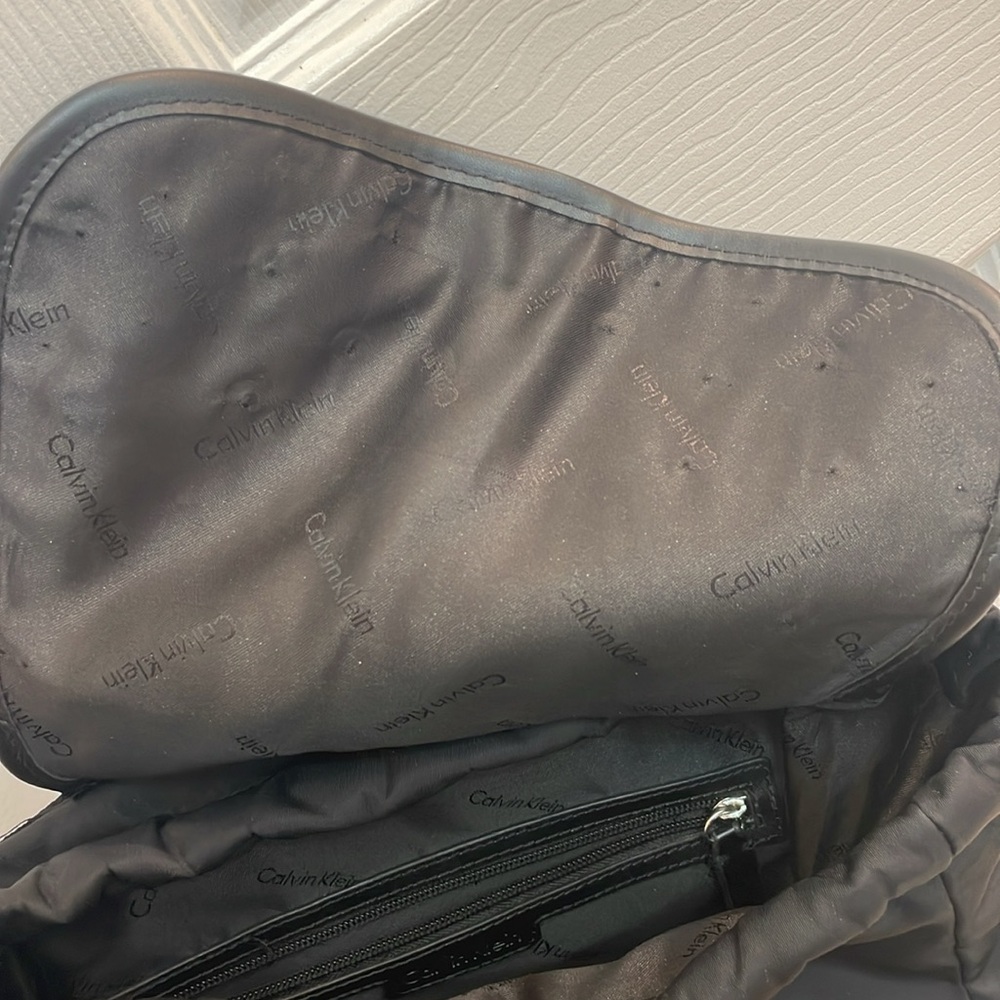 CALVIN KLEIN // black fashion backpack // fold over // TONS of zipper pockets - Picture 15 of 16